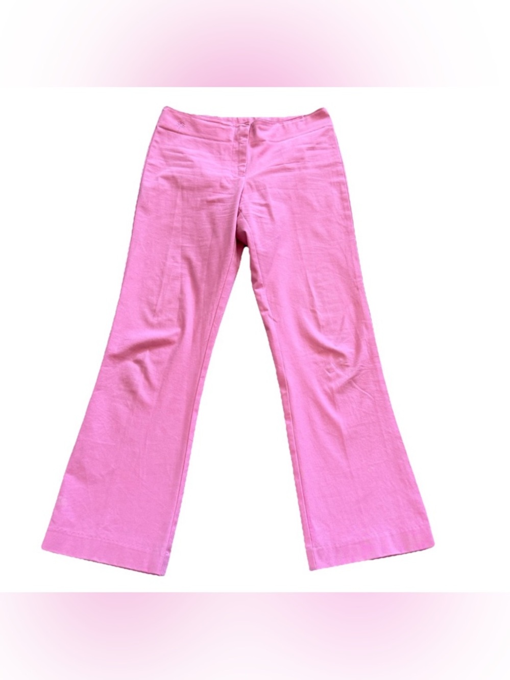 Lilly Pulitzer Pink Cotton Spandex Pants Women 2 Flat Front Straight Leg Palm‎